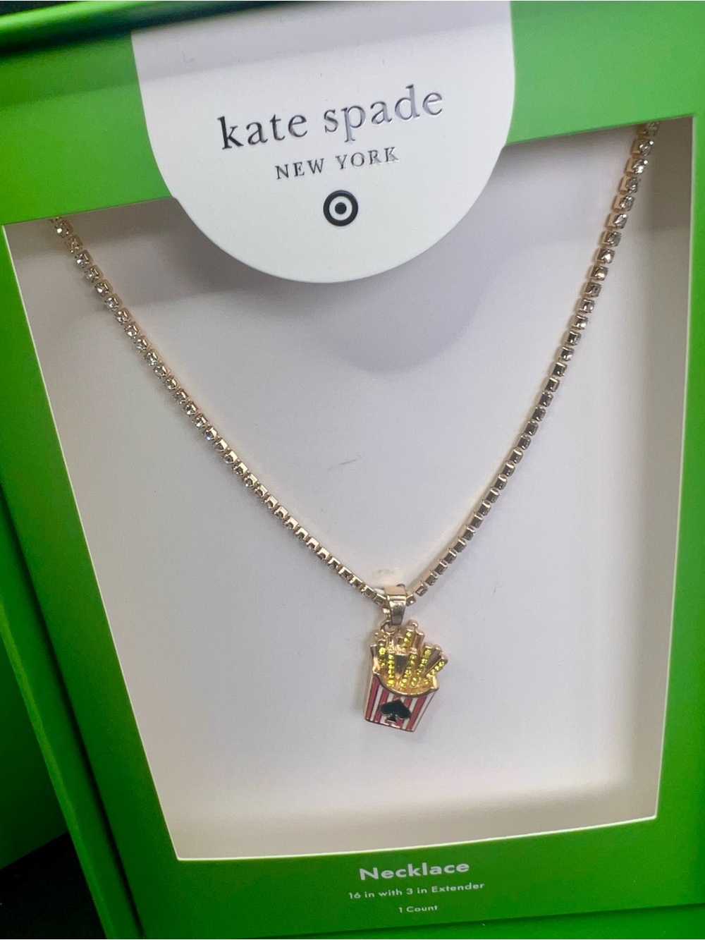 NWT Kate Spade x Target French Fry Charm Tennis Necklace NIB Collaboration